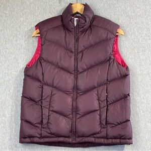 MEC Mountain Equipment Co-op Puffer Vest Women’s Medium Burgundy Goosedown Zip